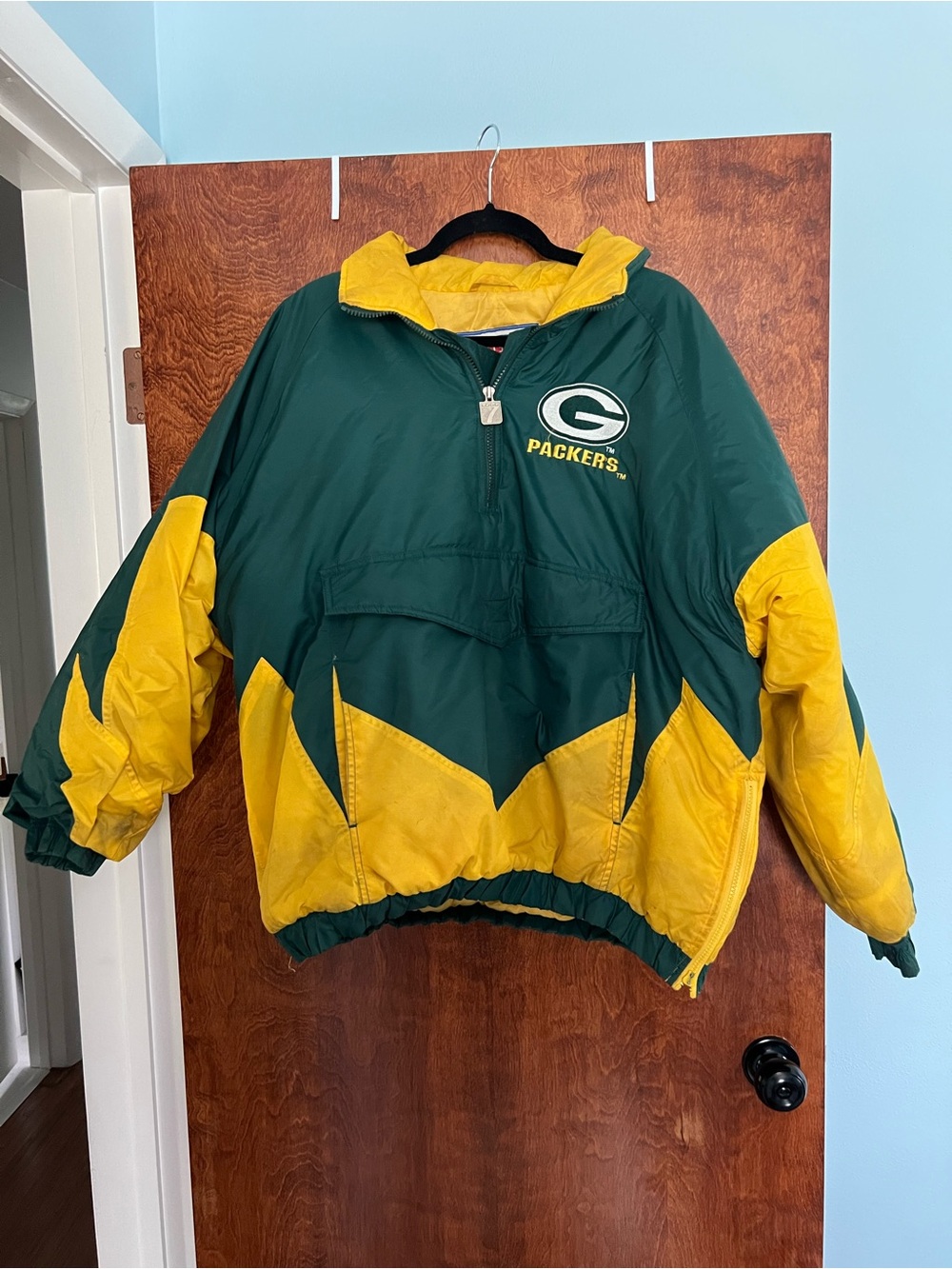 Vintage Green Bay Packers Green and‎ Gold Pullover Super Thick Jacket Mens L
